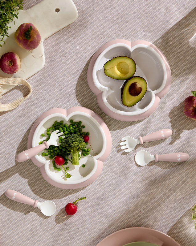 Lot de 2 assiettes et couverts Coloris rose pastel Babybjörn