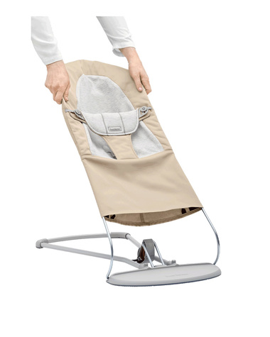 Housse transat Balance Soft jersey tiss&eacute;... Coloris beige/gris  Babybj&ouml;rn