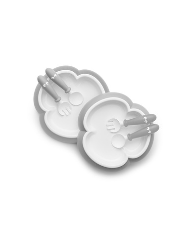 Lot de 2 assiettes et couverts Coloris gris  Babybj&ouml;rn