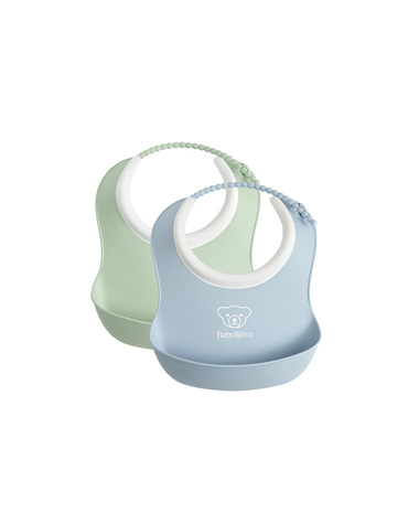 Lot de 2 bavoirs r&eacute;cup&eacute;rateurs Coloris vert pastel/bleu pastel  Babybj&ouml;rn