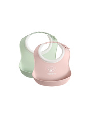 Lot de 2 bavoirs récupérateurs Coloris vert pastel/rose pastel Babybjörn