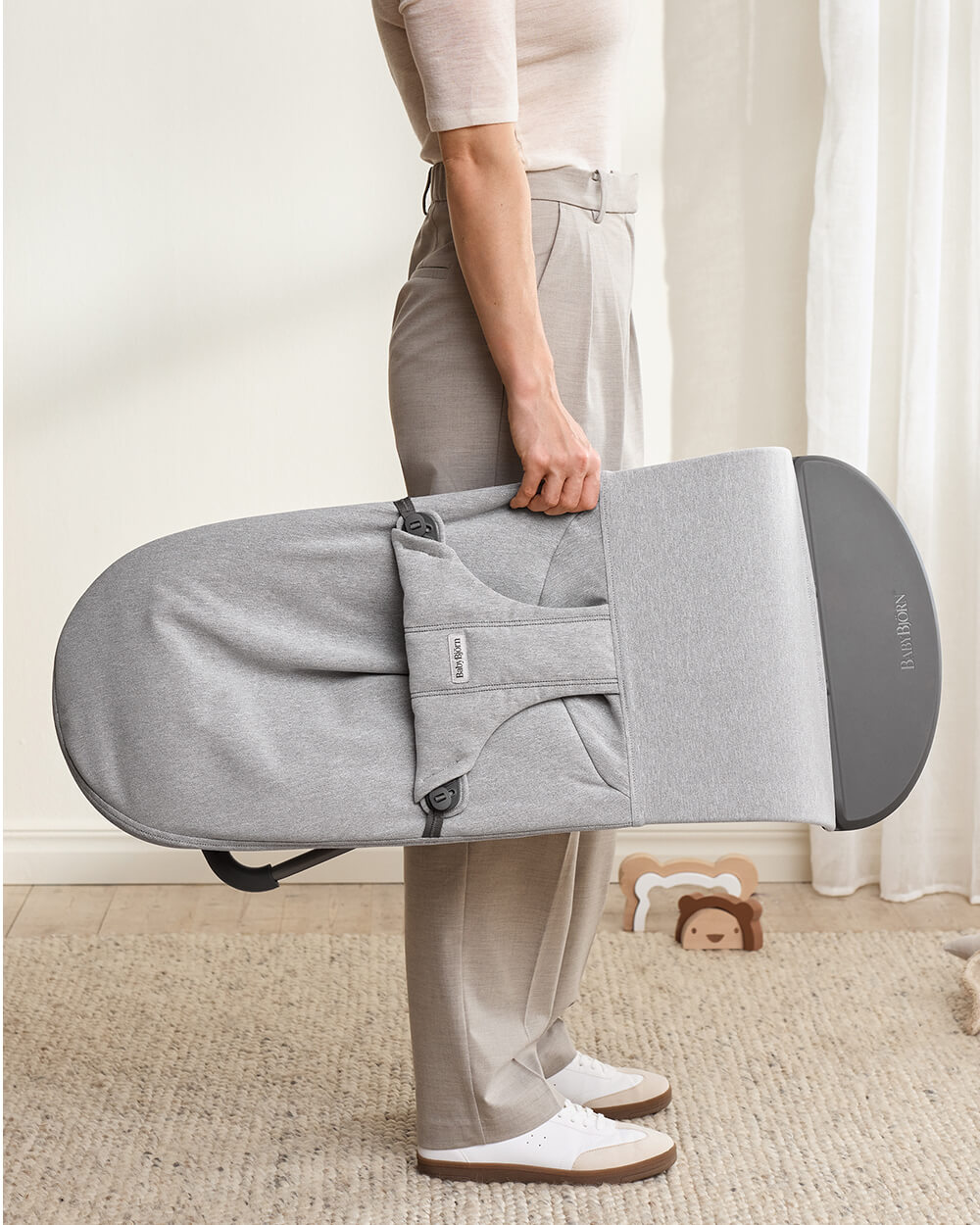 Transat Bliss tissé chiné Coloris gris clair Babybjörn