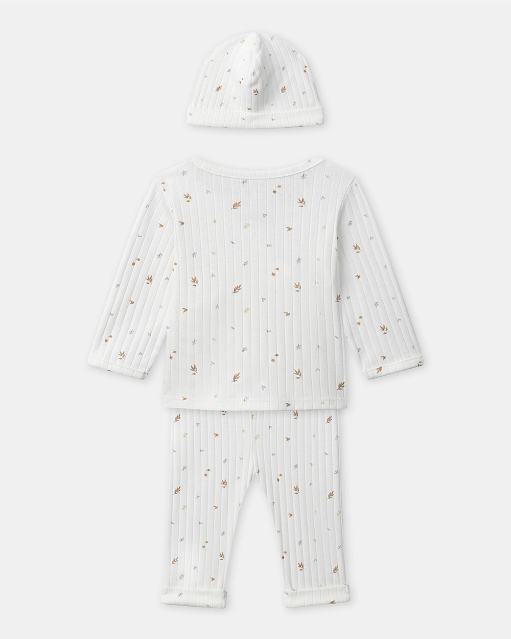 Ensemble haut, pantalon et bonnet imprimé feuillage Coloris écru Sergent Major