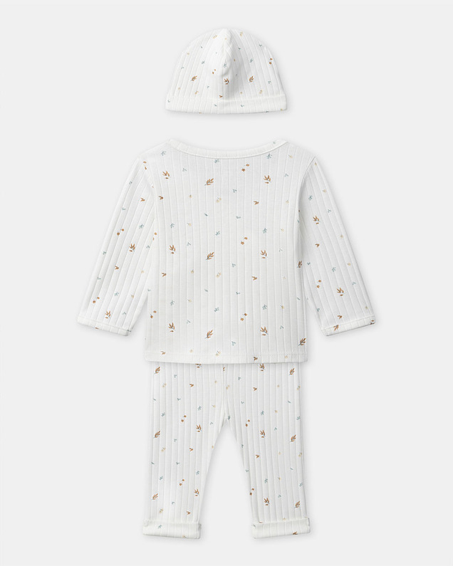 Ensemble haut, pantalon et bonnet imprimé feuillage Coloris écru Sergent Major