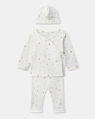 Ensemble haut, pantalon et bonnet imprim&eacute; feuillage Coloris &eacute;cru  Sergent Major