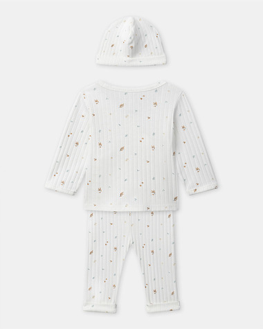 Ensemble haut, pantalon et bonnet imprim&eacute; feuillage Coloris &eacute;cru  Sergent Major