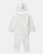 Ensemble haut, pantalon et bonnet imprimé feuillage Coloris écru Sergent Major
