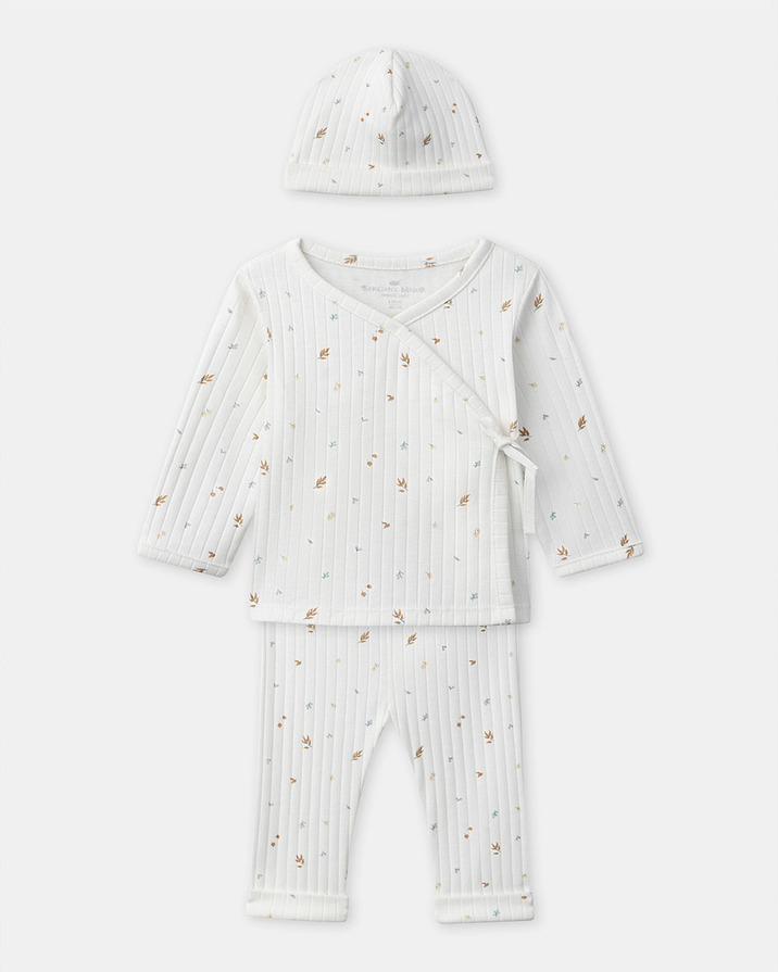 Ensemble haut, pantalon et bonnet imprimé feuillage Coloris écru Sergent Major
