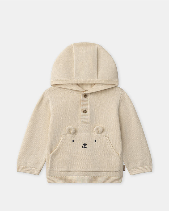 Pull &agrave; capuche motif animal Coloris beige  Sergent Major