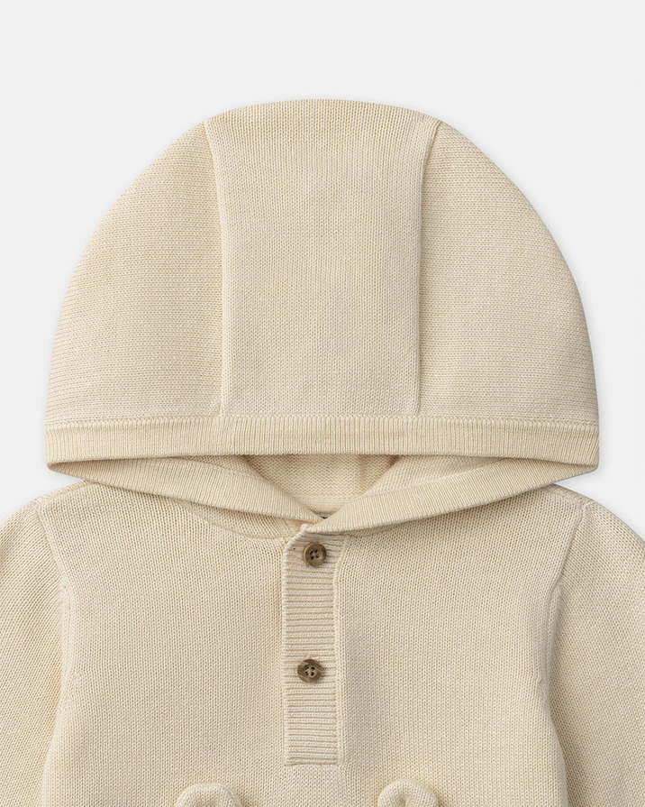 Pull &agrave; capuche motif animal Coloris beige  Sergent Major
