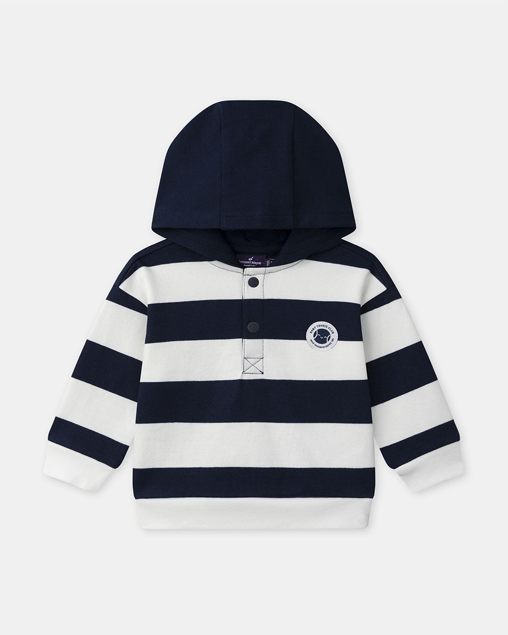 Sweat &agrave; capuche &agrave; rayures Coloris bleu marine  Sergent Major