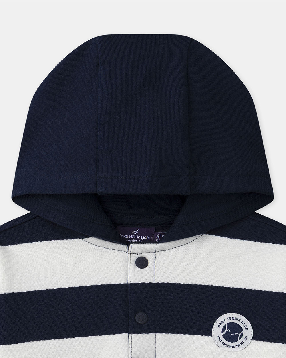 Sweat &agrave; capuche &agrave; rayures Coloris bleu marine  Sergent Major