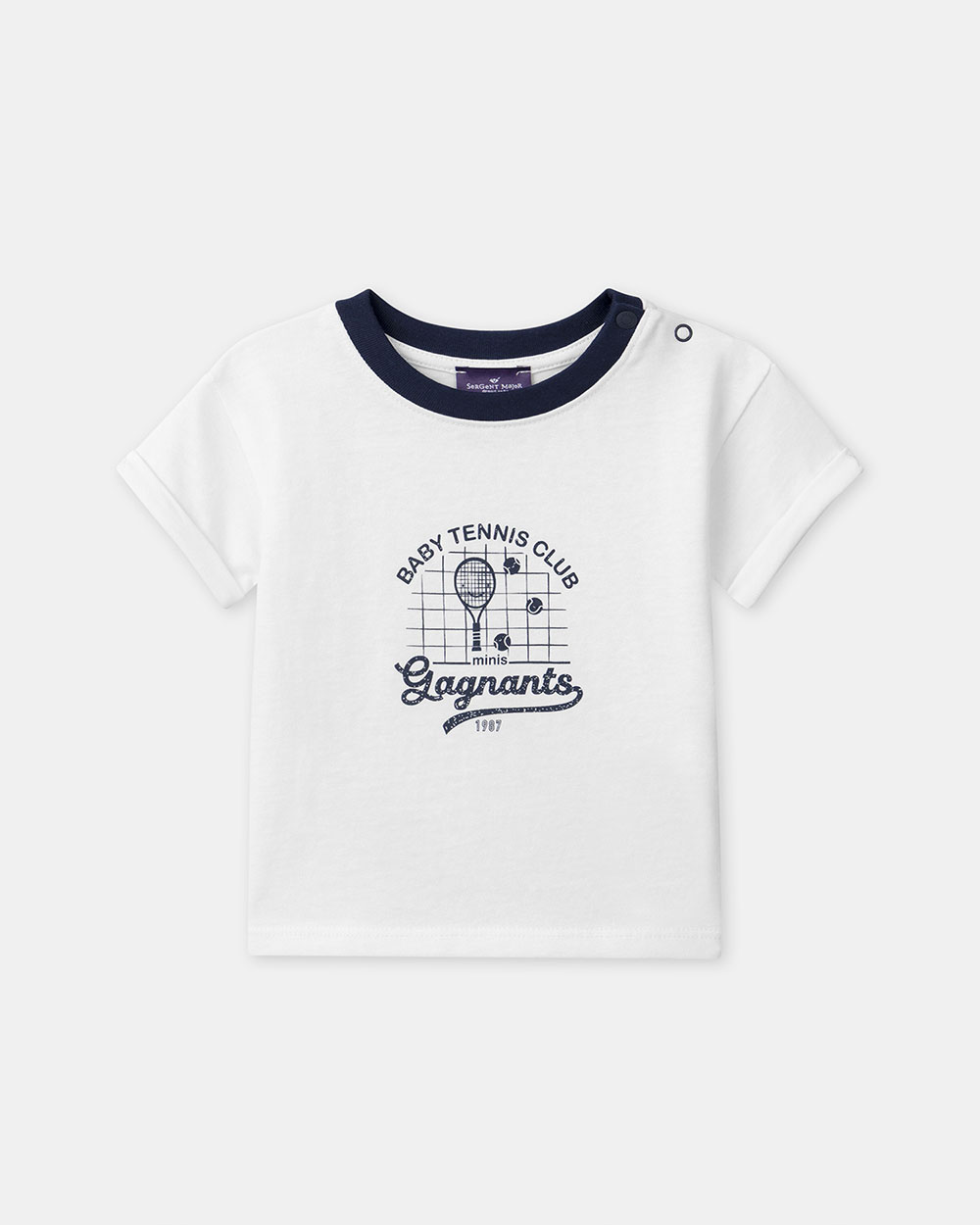 T-shirt manches courtes &agrave; motif tennis Coloris &eacute;cru  Sergent Major