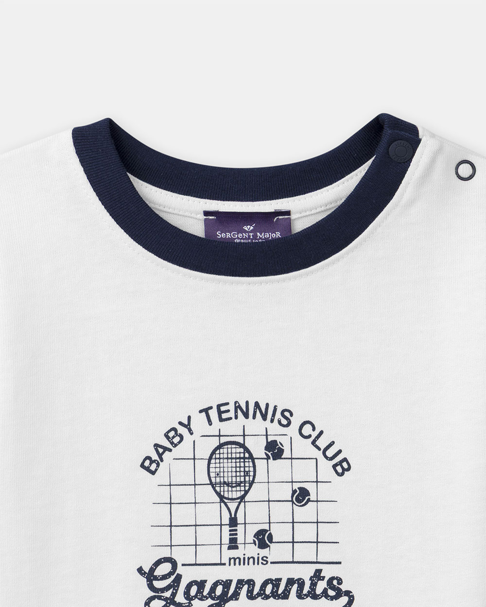 T-shirt manches courtes &agrave; motif tennis Coloris &eacute;cru  Sergent Major
