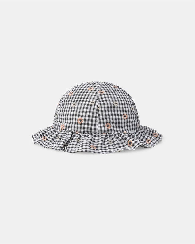 Chapeau vichy broderies fleuries Coloris gris Sergent Major