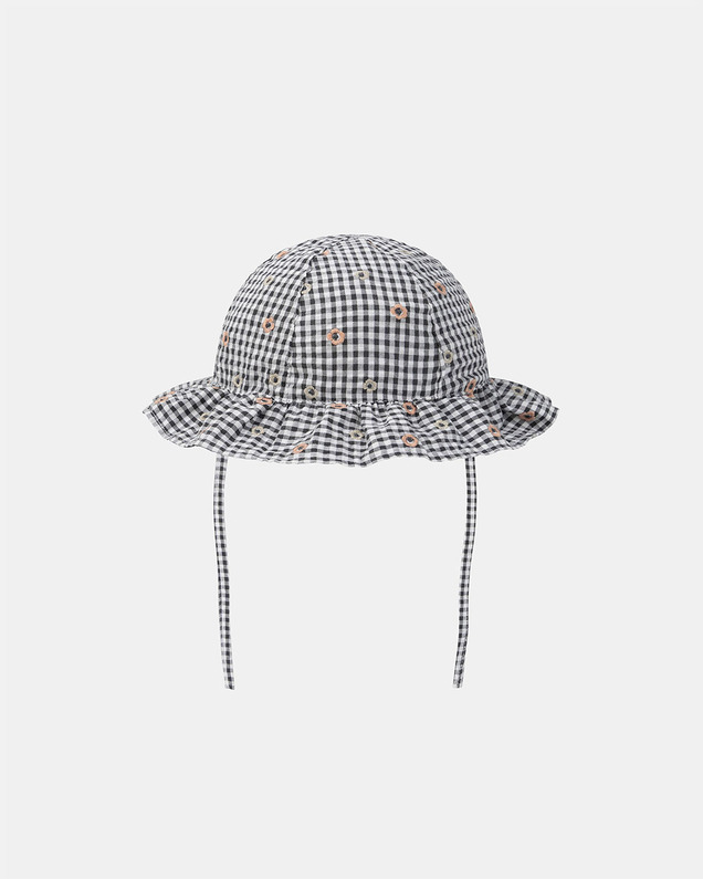 Chapeau vichy broderies fleuries Coloris gris Sergent Major