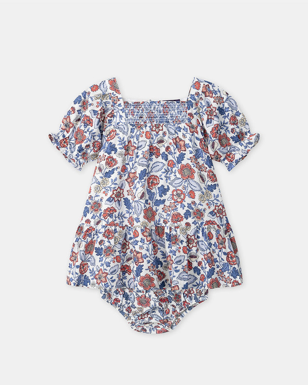 Robe smockée imprimé fleuri Coloris bleu Sergent Major