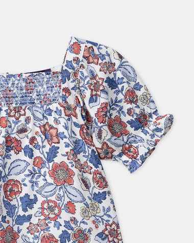 Robe smock&eacute;e imprim&eacute; fleuri Coloris bleu  Sergent Major