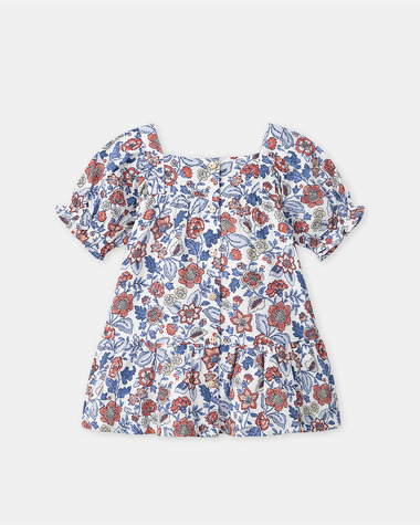 Robe smock&eacute;e imprim&eacute; fleuri Coloris bleu  Sergent Major