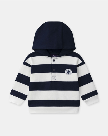 Sweat &agrave; capuche &agrave; rayures Coloris bleu marine  Sergent Major