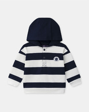Sweat &agrave; capuche &agrave; rayures Coloris bleu marine  Sergent Major