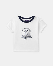 T-shirt manches courtes &agrave; motif tennis Coloris &eacute;cru  Sergent Major