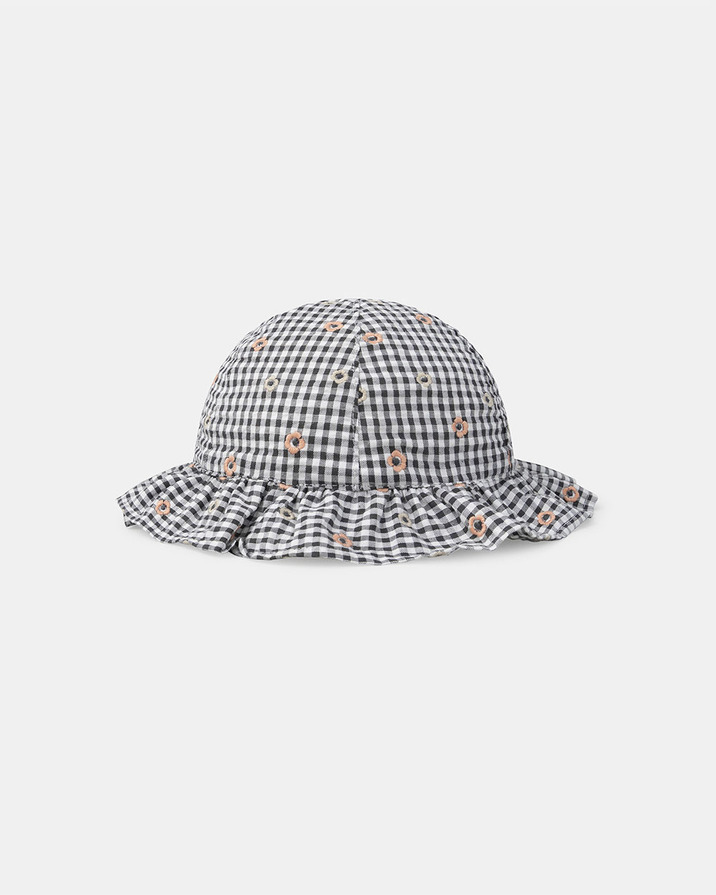 Chapeau vichy broderies fleuries Coloris gris  Sergent Major