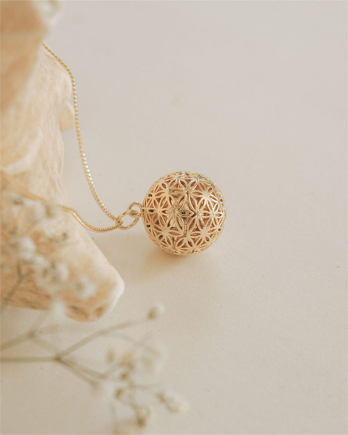 Bola de grossesse Fleur de vie Coloris Jaune sur chaine Ilado