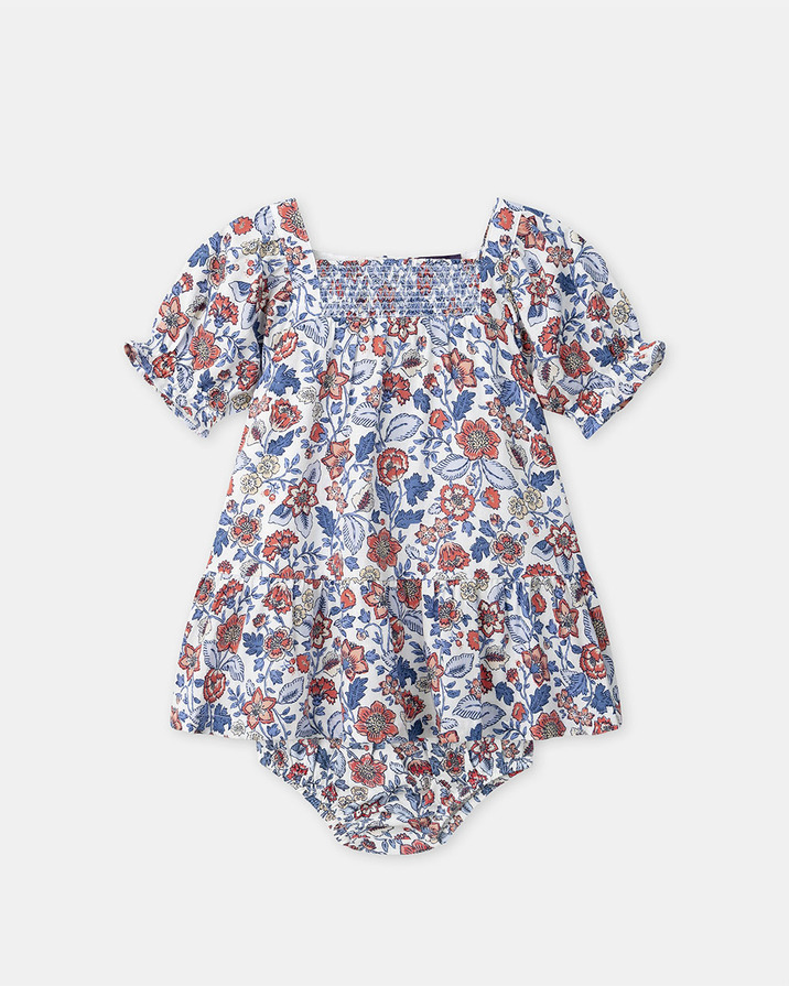 Robe smock&eacute;e imprim&eacute; fleuri Coloris bleu  Sergent Major