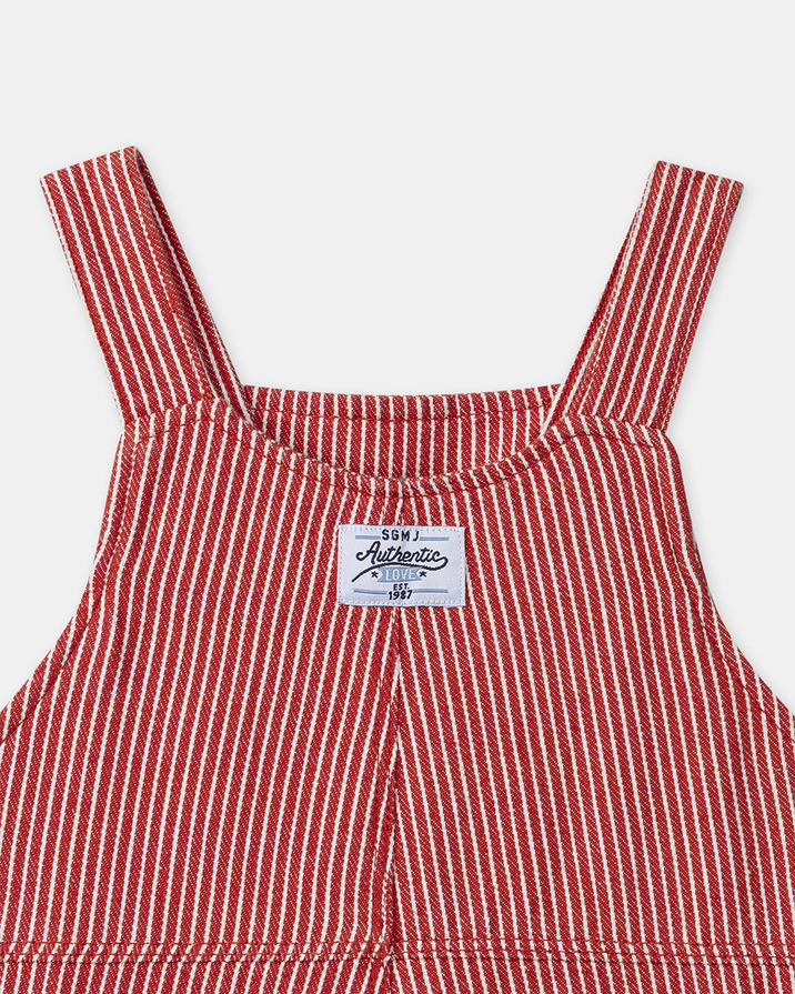 Salopette &agrave; rayures avec poches Coloris rouge  Sergent Major