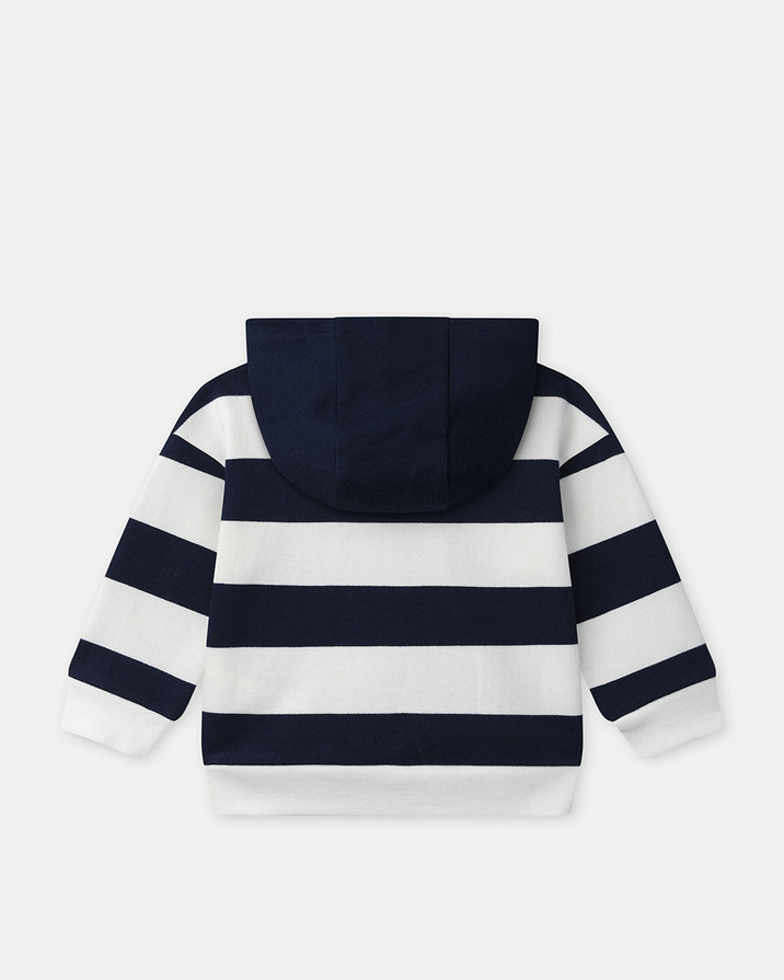 Sweat &agrave; capuche &agrave; rayures Coloris bleu marine  Sergent Major