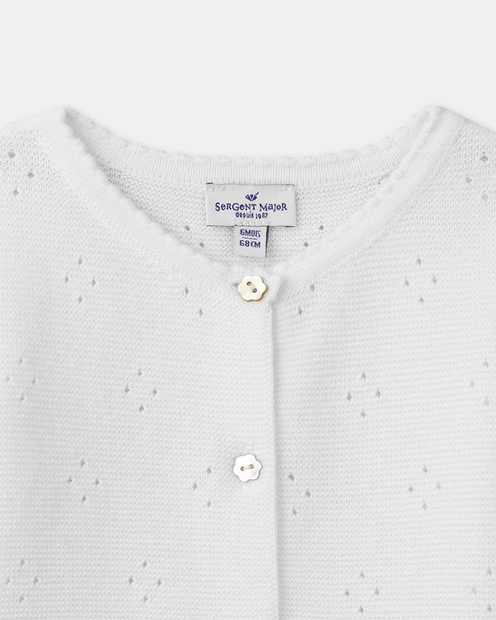 Cardigan en maille ajour&eacute;e Coloris &eacute;cru  Sergent Major