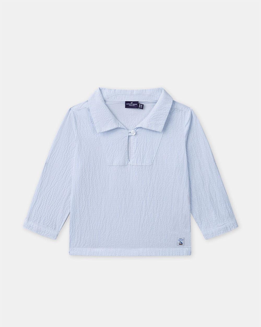 Chemise ray&eacute;e &agrave; manches retroussables Coloris bleu  Sergent Major