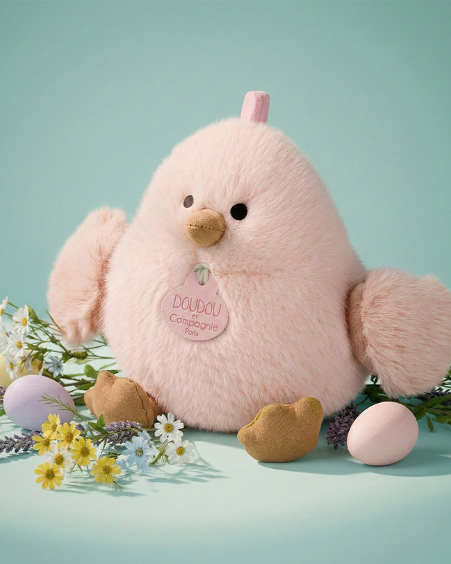 Peluche poussin Piou 15 cm Coloris rose Doudou et Compagnie