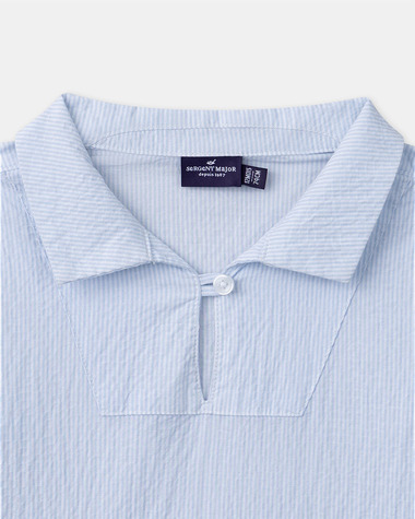 Chemise ray&eacute;e &agrave; manches retroussables Coloris bleu  Sergent Major