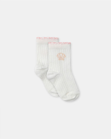 Chaussettes c&ocirc;tel&eacute;es coquillage Coloris &eacute;cru  Sergent Major
