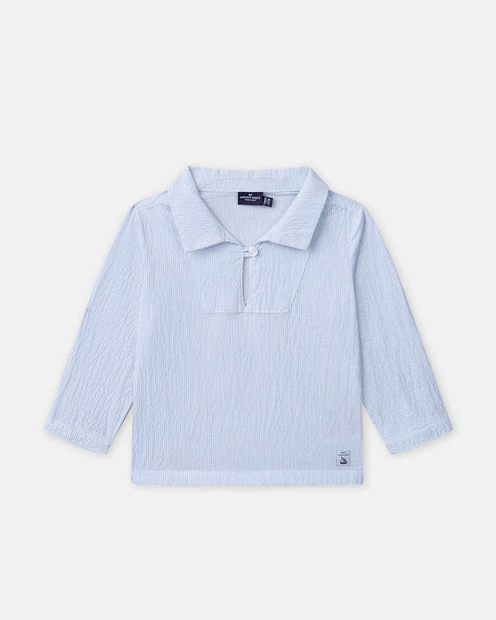 Chemise ray&eacute;e &agrave; manches retroussables Coloris bleu  Sergent Major