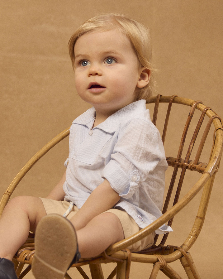 Chemise ray&eacute;e &agrave; manches retroussables Coloris bleu  Sergent Major