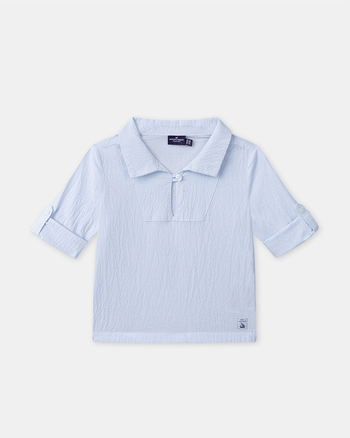 Chemise ray&eacute;e &agrave; manches retroussables Coloris bleu  Sergent Major
