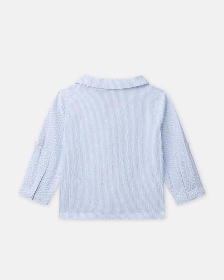 Chemise ray&eacute;e &agrave; manches retroussables Coloris bleu  Sergent Major