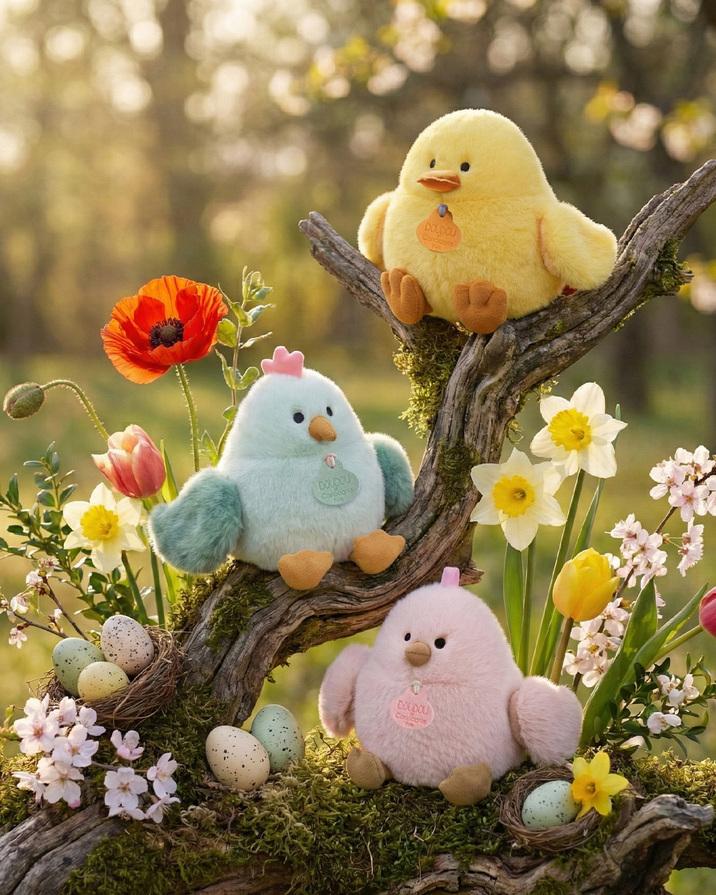 Peluche poussin Piou 15 cm Coloris rose  Doudou et Compagnie