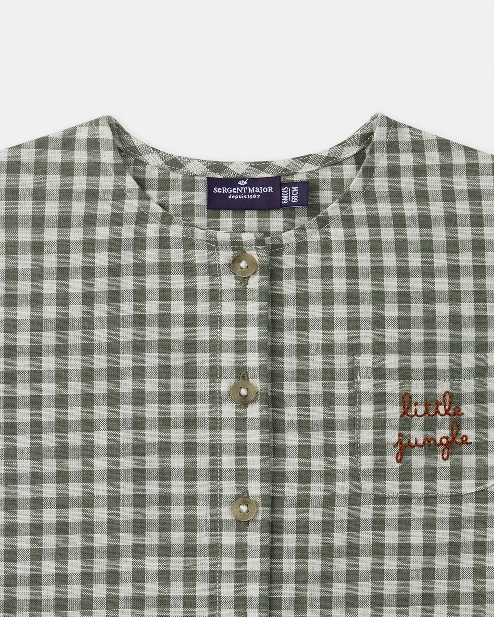 Ensemble d&eacute;bardeur et short vichy Coloris vert fonc&eacute;/ivoire  Sergent Major