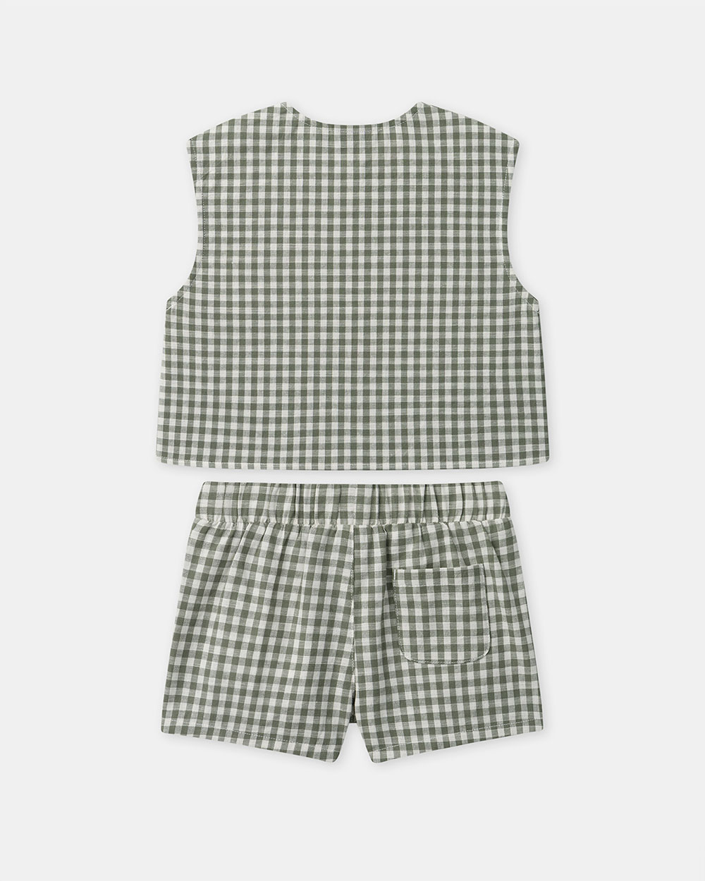 Ensemble d&eacute;bardeur et short vichy Coloris vert fonc&eacute;/ivoire  Sergent Major