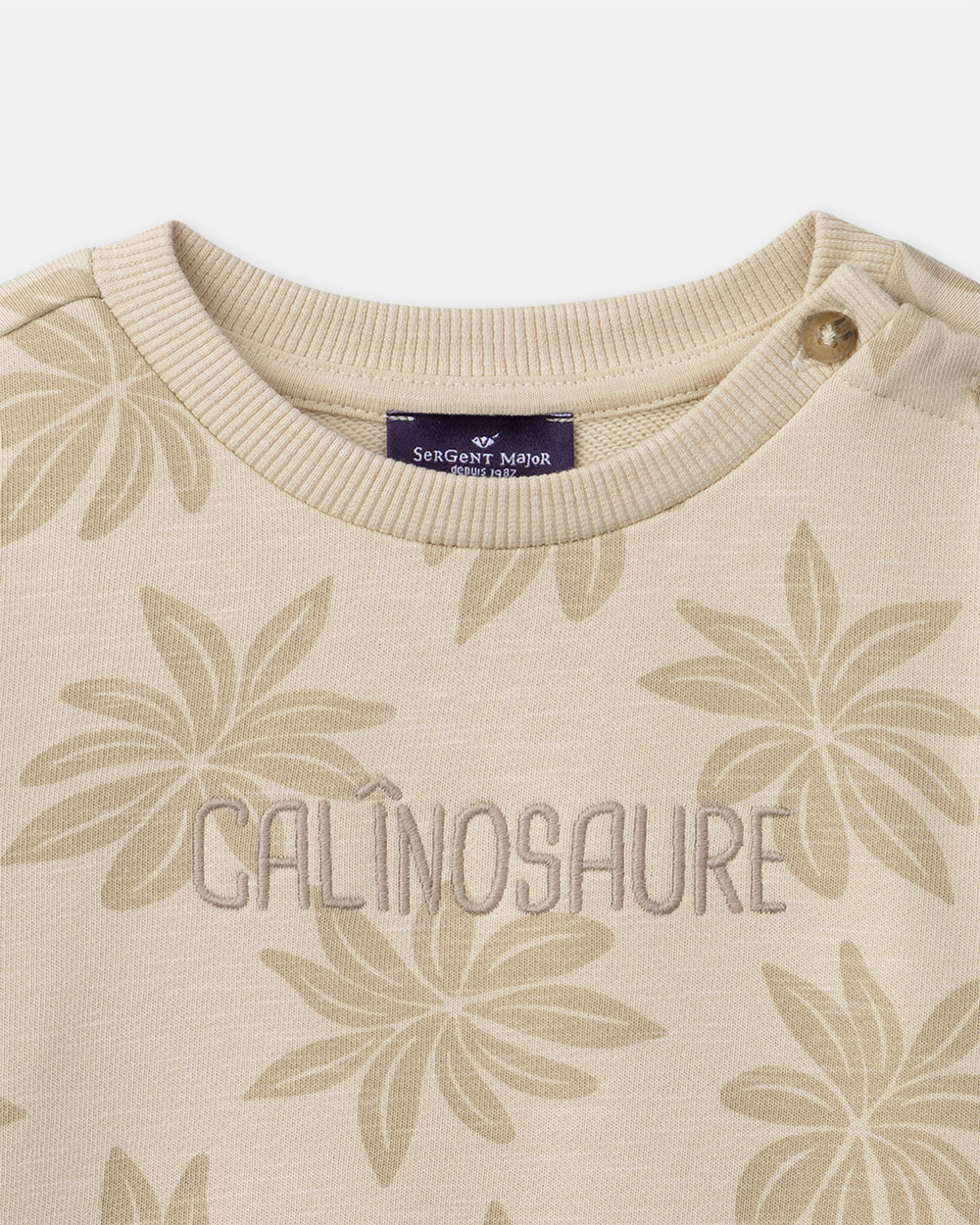 Sweat en molleton imprim&eacute; palmiers Coloris beige  Sergent Major