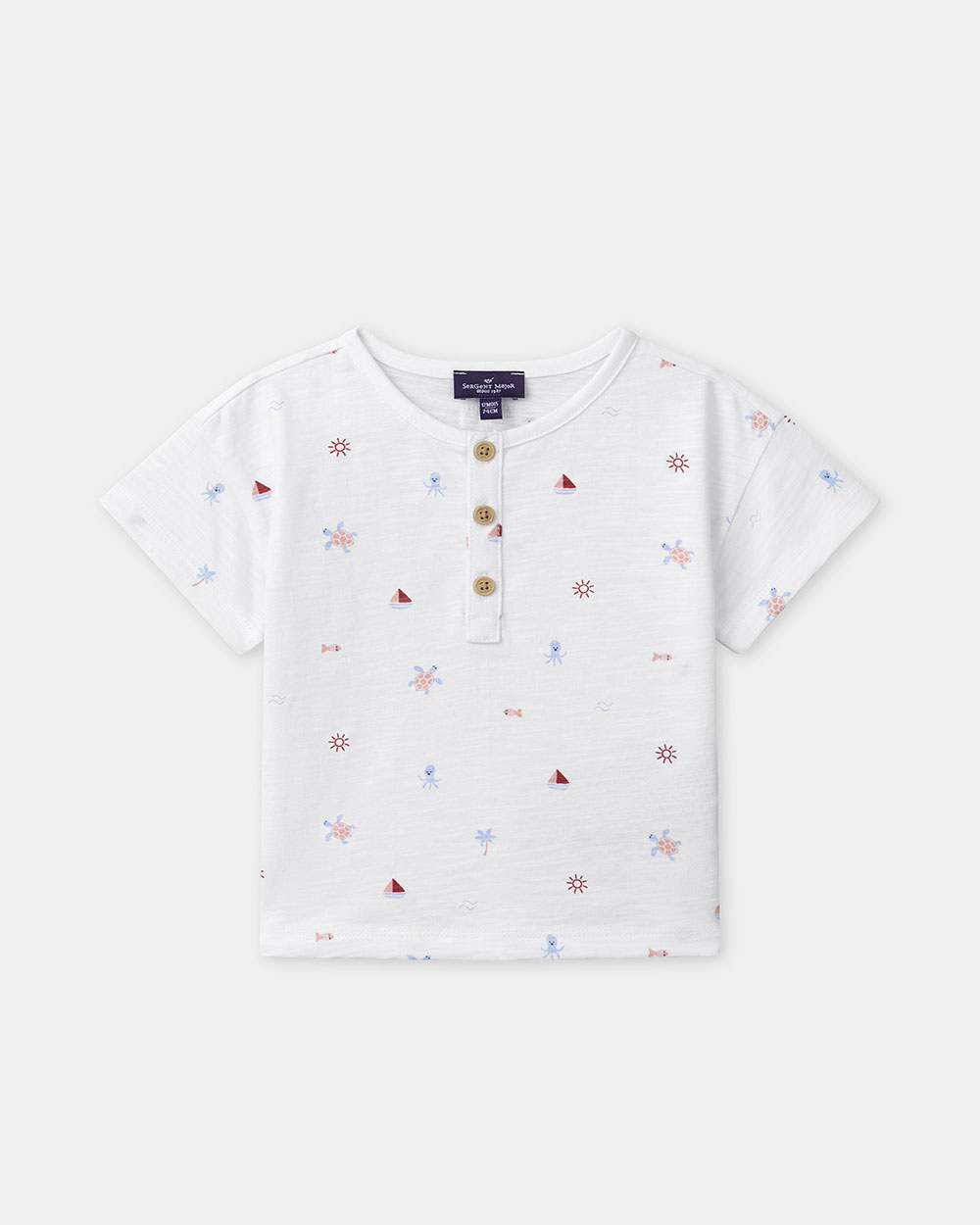 T-shirt imprim&eacute; marin et animaux Coloris &eacute;cru  Sergent Major