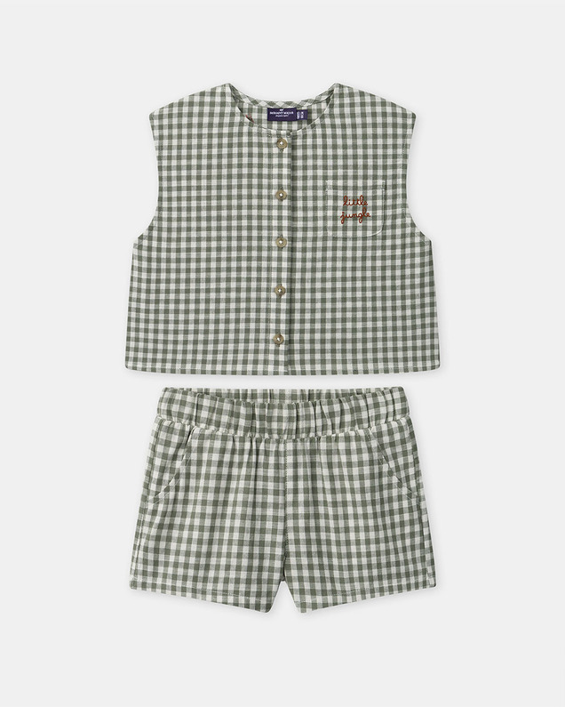 Ensemble débardeur et short vichy Coloris vert foncé/ivoire Sergent Major
