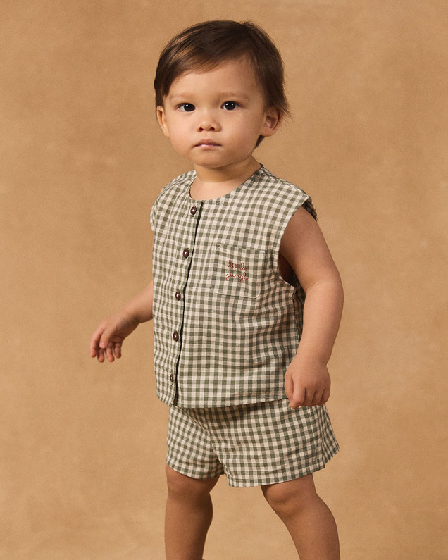 Ensemble débardeur et short vichy Coloris vert foncé/ivoire Sergent Major