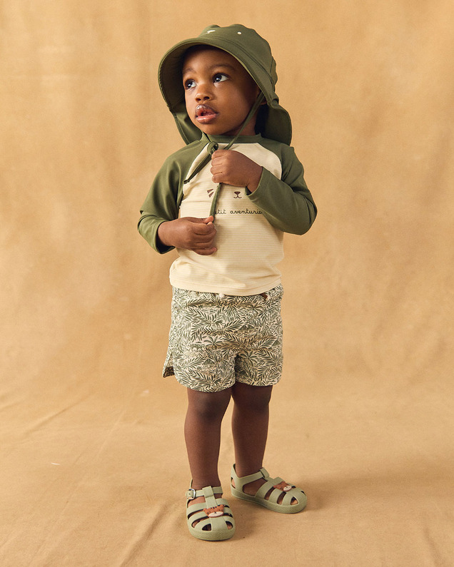 Short de bain imprimé jungle avec couche Coloris kaki Sergent Major