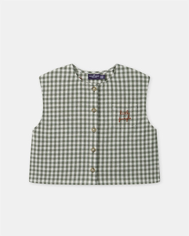 Ensemble d&eacute;bardeur et short vichy Coloris vert fonc&eacute;/ivoire  Sergent Major