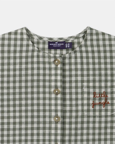 Ensemble d&eacute;bardeur et short vichy Coloris vert fonc&eacute;/ivoire  Sergent Major